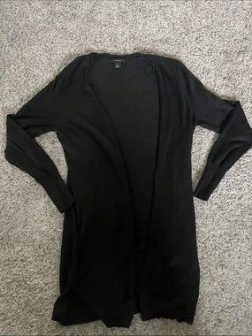 Halogen Long Black Open-Front Cardigan